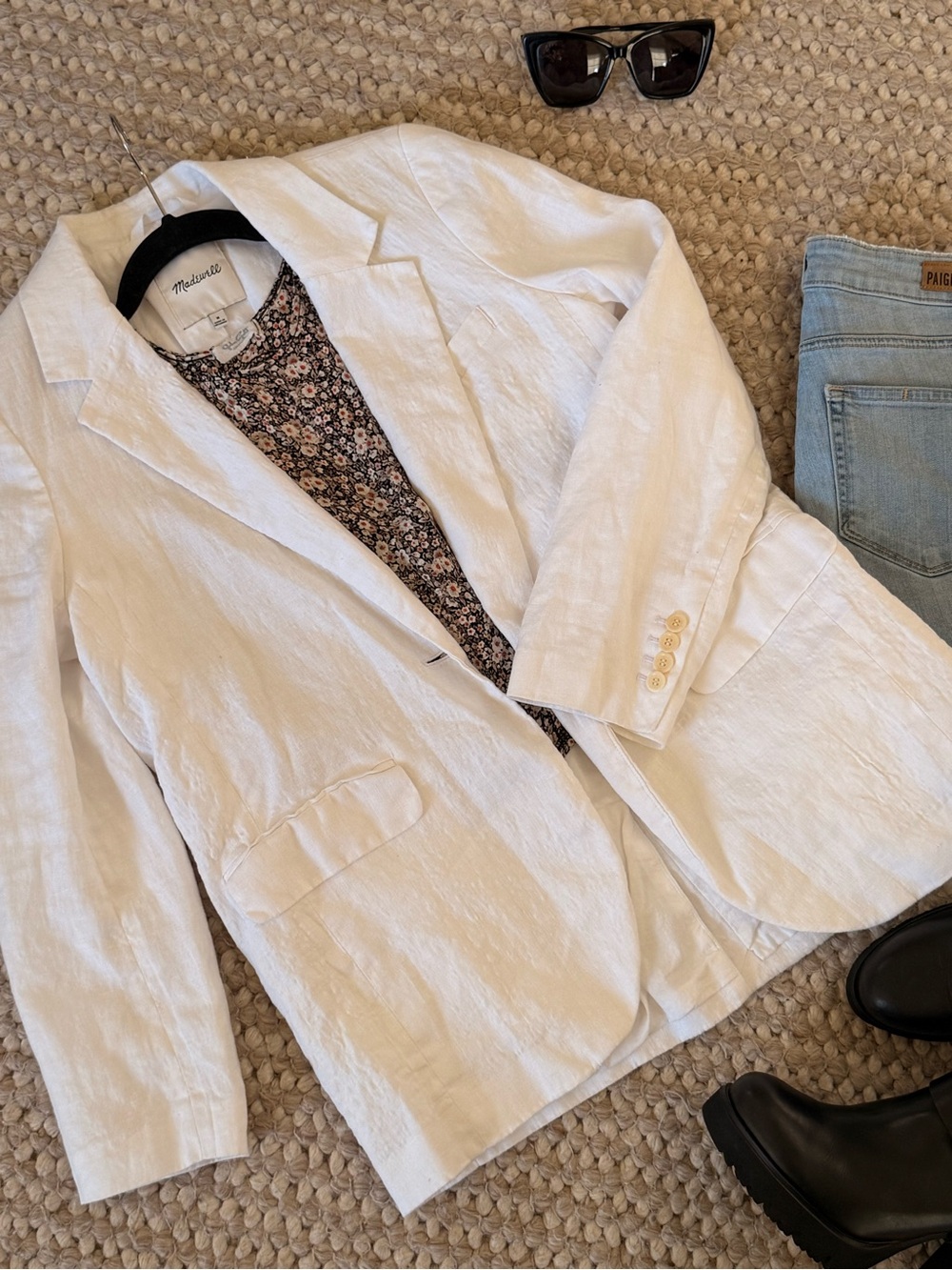 Madewell 100% Linen White Blazer Jacket NWOT Medium